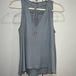 Dusty Blue Lush Tie Neck Work Tank